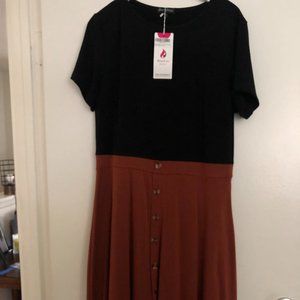 Berydress Women's Short Sleeve Colorblock Button Down Dress